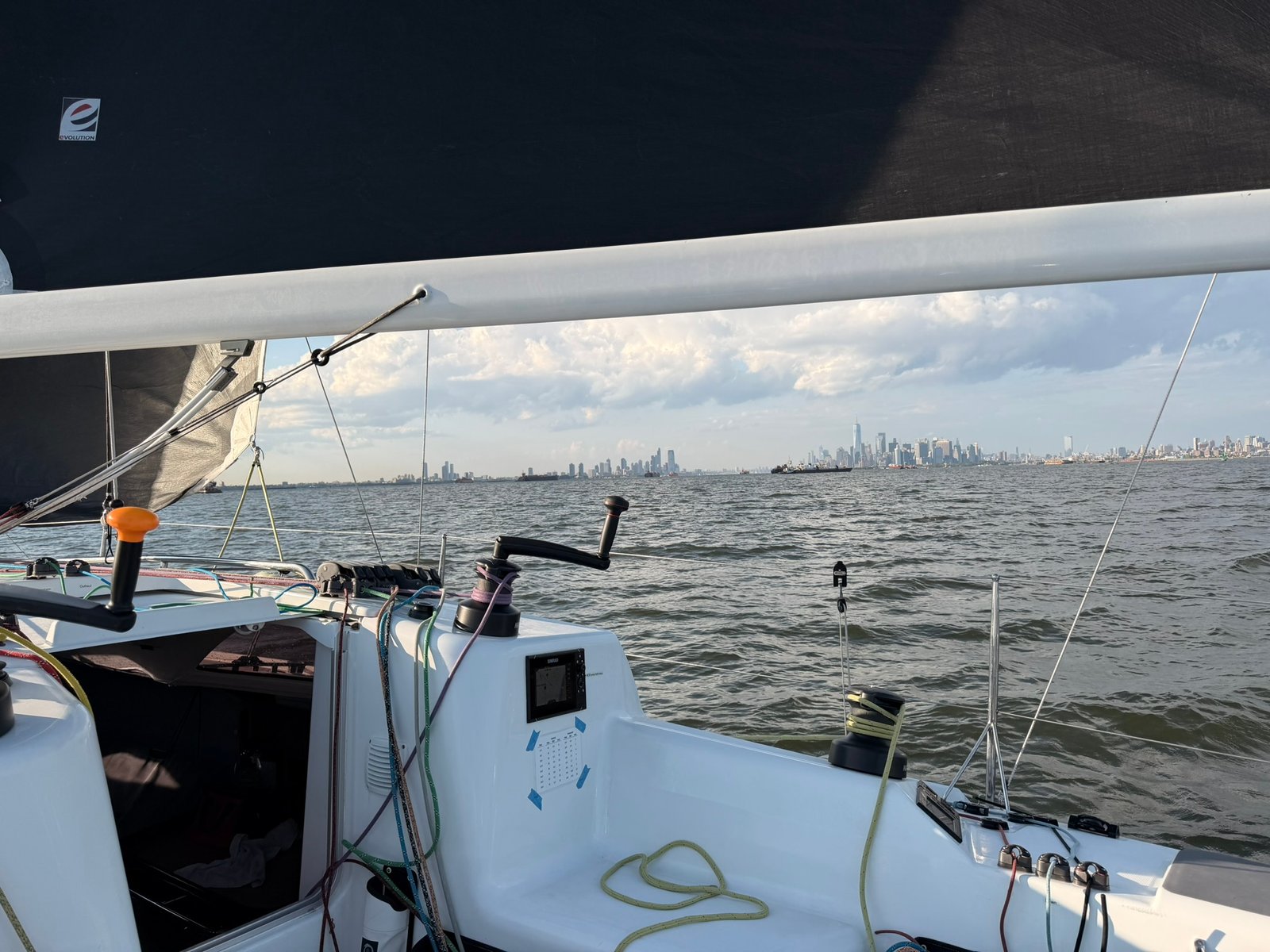 Manhattan skyline on the horizon from Upper New York Bay