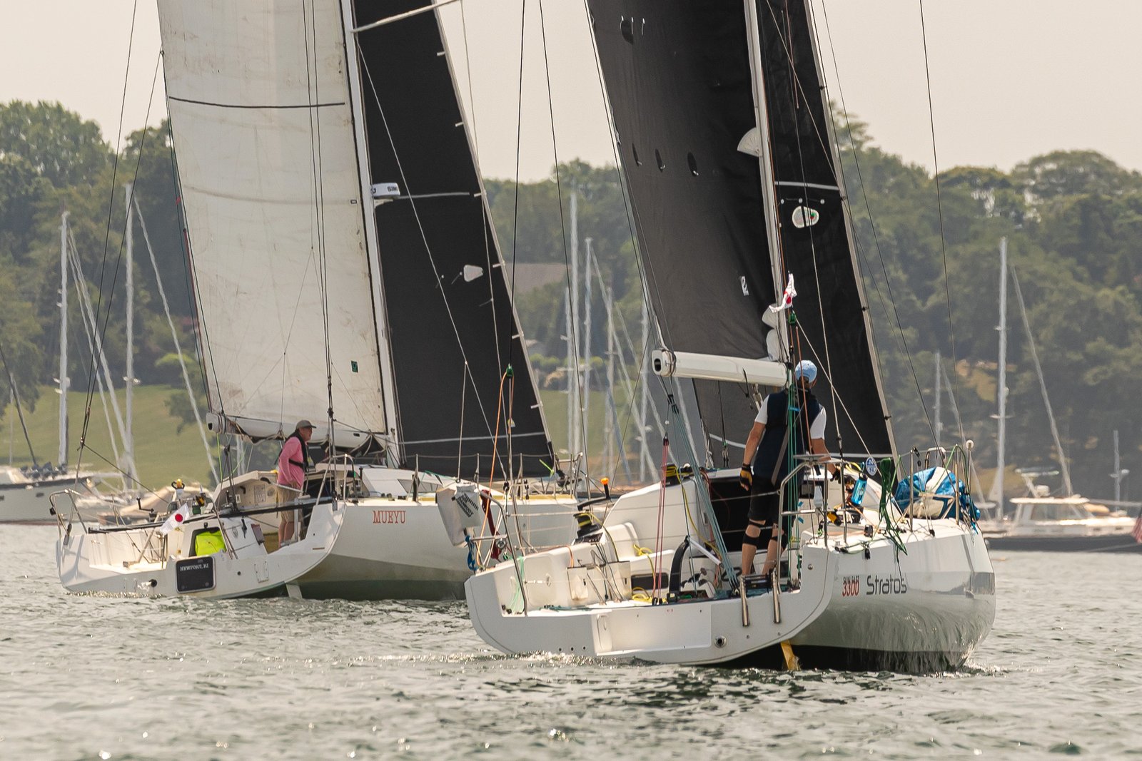 Jockeying for position — tight pack near the start